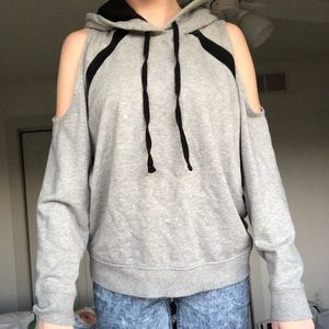Grey, shoulder-less hoodie